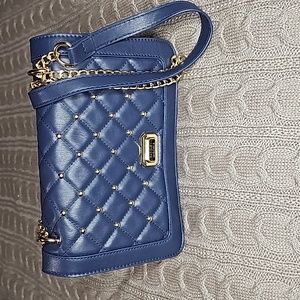 Badgley Mischka Quilted Navy Blue Purse